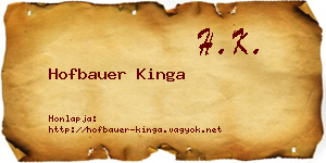 Hofbauer Kinga névjegykártya